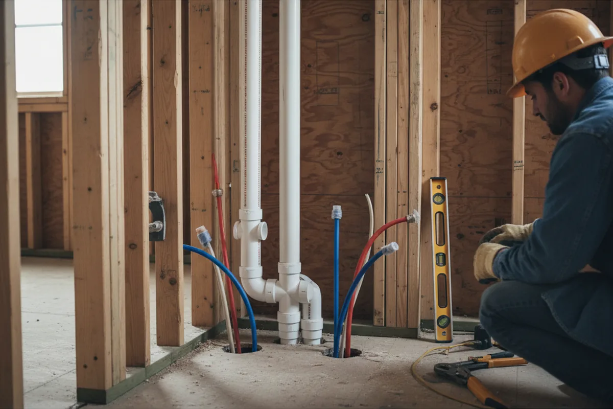 Drain and supply rough-in during Leak Detection in Sanibel